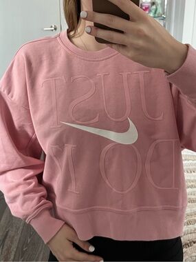 Nike “Just Do It” Pink Crewneck Sweatshirt with White Swoosh